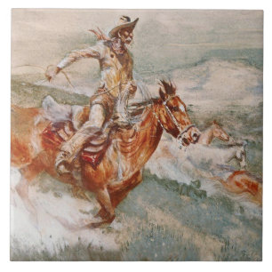 "The Chase" Westerne kunst van Edward Borein Tegeltje
