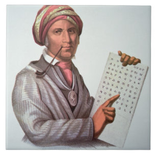 The Cherokee Scholar, Sequoyah (1776-1843) (kleur) Tegeltje