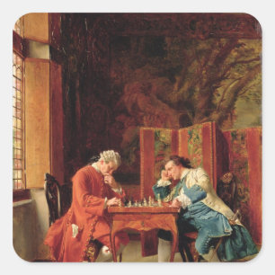 The Chess Players, 1856 Vierkante Sticker