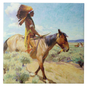 “The Chief” Westerse kunst van W Herbert Dunton Tegeltje