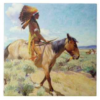 “The Chief” Westerse kunst van W Herbert Dunton Tegeltje