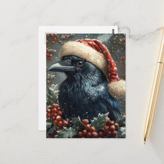 The Christmas Raven Briefkaart (Voorkant / Achterkant in situ)