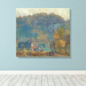 The Cliff at Morning, Ozarks (olie op canvas) Canvas Afdruk (Insitu (Houten vloer))