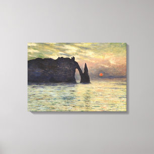 The Cliff Etretat, Sunset by Claude Monet Canvas Afdruk