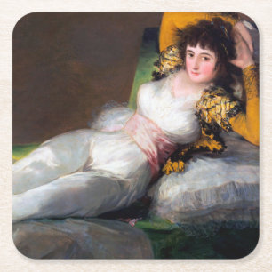 The Clothed Maja, Francisco Goya, 1798-1803 Vierkante Kartonnen Onderzetter