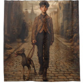 The Cobblestone Guardian – Surrealistisch kunstont Douchegordijn (Voorkant)