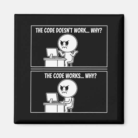 The Code Doesn't Work Funny Programmer Computer En Magneet (Voorkant)