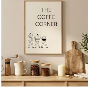 The Coffee Corner Poster Minimalistische koffie