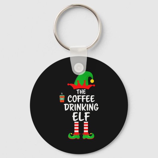 The Coffee Drinking Elf Matching Family Christmas Sleutelhanger (Voorkant)