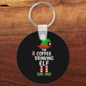 The Coffee Drinking Elf Matching Family Christmas Sleutelhanger (Voorkant)