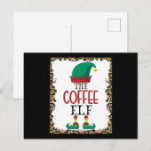 The Coffee Elf Leopard Elf Christmas Gift Briefkaart (Voorkant / Achterkant)