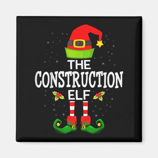 The Construction Elf Christmas Family Matching Paj Magneet (Voorkant)