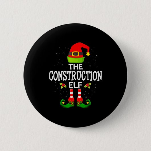 The Construction Elf Christmas Family Matching Paj Ronde Button 5,7 Cm (Voorkant)
