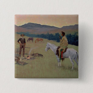 The Conversation, of Dubious Company (olie op canv Vierkante Button 5,1 Cm