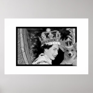 The Coronation of Elizabeth II en haar Corgi Poster
