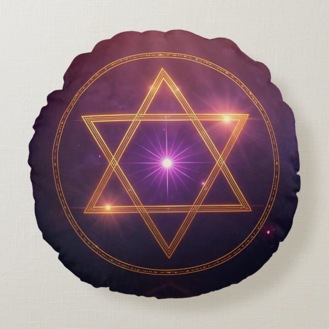 The Cosmic Star of Enlightened Balance Rond Kussen (Voorkant)
