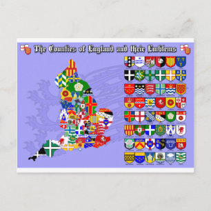 The Counties of England, their flags & emblems Briefkaart