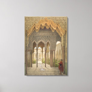 The Court of the Lions, the Alhambra, Granada, 185 Canvas Afdruk