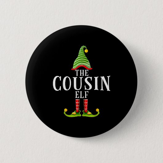 The Cousin Elf Funny Matching Pajama Xmas  Ronde Button 5,7 Cm (Voorkant)