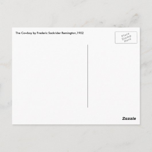 The Cowboy van Remington, cavalerie Briefkaart (Achterkant)