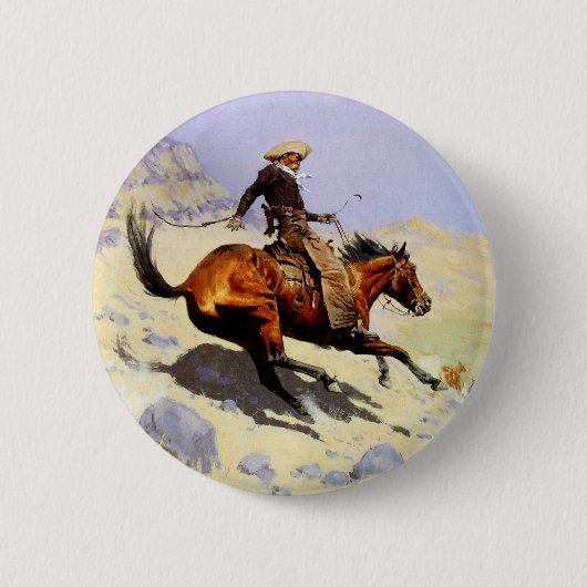The Cowboy van Remington,  cavalerie Ronde Button 5,7 Cm (Voorkant)