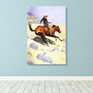 The Cowboy van Remington, Vintage Cavalry Military Canvas Afdruk