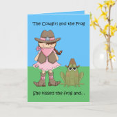 The Cowgirl and the Frog - Paardenverjaardag Kaart (Gele Bloem)
