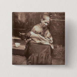 The Crawlers, van 'Street Life in London', 1877-7 Vierkante Button 5,1 Cm