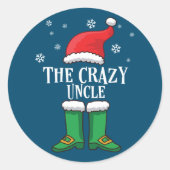The Crazy oom - Matching Family Kerstmis Elf Ronde Sticker (Voorkant)