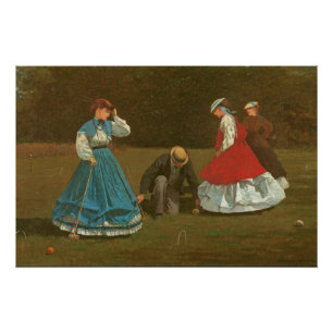The croquet game, 1866 (olie op canvas) perfect poster
