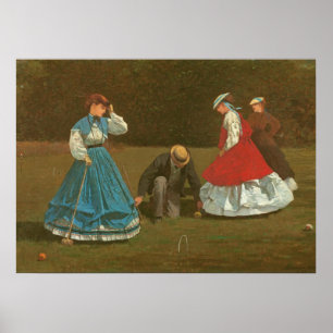 The croquet game, 1866 (olie op canvas) poster