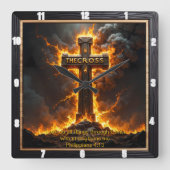 The Cross Storm Cloud Philippians 4:13 Verse Vierkante Klok (Voorkant)