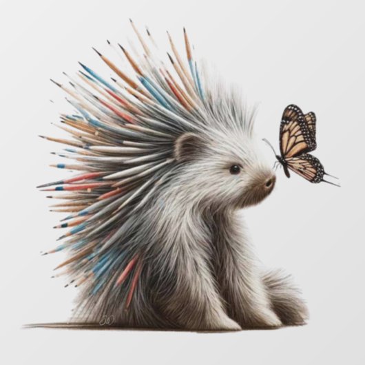 "The Curious Prickler" Porcupine Transparant Decal (Vel)