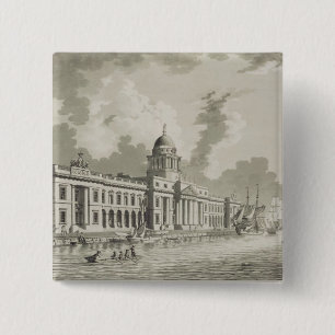 The Custom House, Dublin, 1792 (graving) Vierkante Button 5,1 Cm