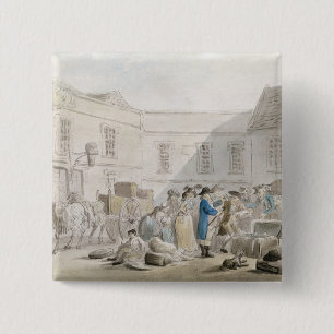 The Customs House in Boulogne (w/c met pen en gr Vierkante Button 5,1 Cm