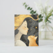 The Cute Ginger Cat and a Woman Briefkaart (Staand voorkant)