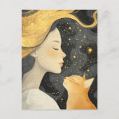 The Cute Ginger Cat and a Woman Briefkaart (Voorkant)