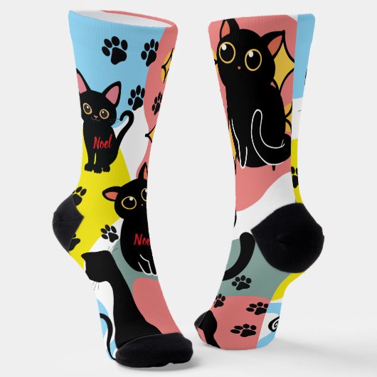 The Cutest Black Cat Socks - Black Cat Gift  Sokken (Gebogen)