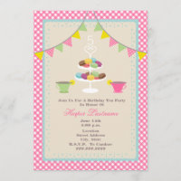 Thé d'anniversaire + Invitation de Macarons - rose