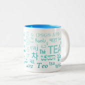 Thé dans chaque langue Mug en bleu (Devant droit)