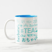 Thé dans chaque langue Mug en bleu (Gauche)