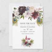 The Date Aquarelle Marsala et Fleurs Blush Mariage Save T (Devant)