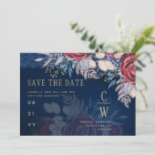 The Date Budget Burgundy Blue Floral dentelle Mariage SAVE  (Debout devant)
