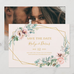 The Date Élégant flou Photo Pastel Horizontal Save