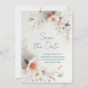 The Date Fleurs de typographie à l'aquarelle Écriture Save 