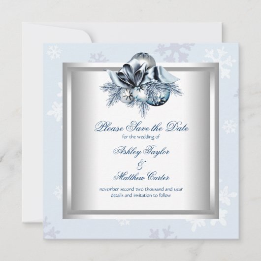 The Date Mariage d'hiver flocon de neige bleu blanc Save th (Devant)