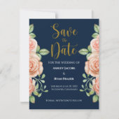The Date Mariage Fleurs de mariage bleu marine or rose Save (Devant)