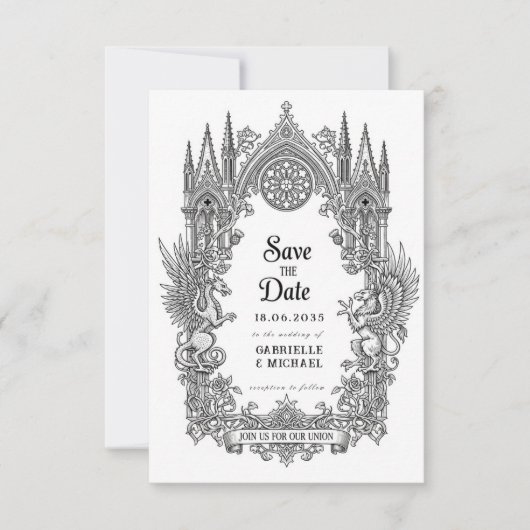 The Date Medieval Gothic Dragon Griffin Black Etching Save  (Devant)