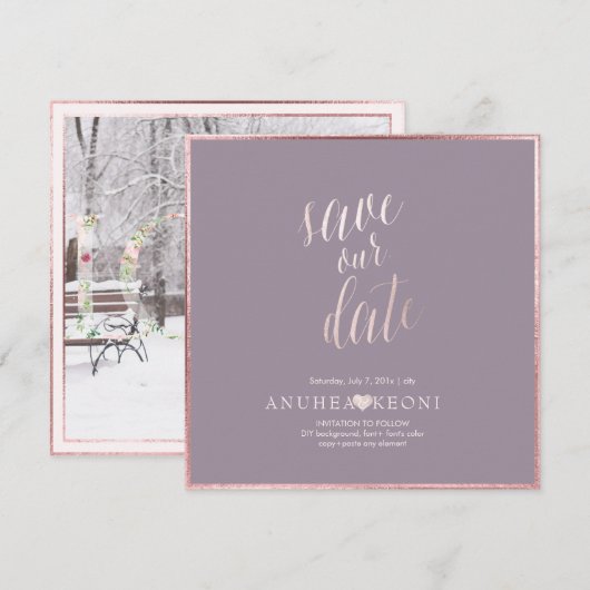 The Date PixDezines SAVE DATE|BLUSH PINK FUN SCRIPT (Devant / Derrière)