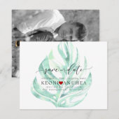 The Date PixDezines Save Date/Greenery, Monstera (Devant / Derrière)